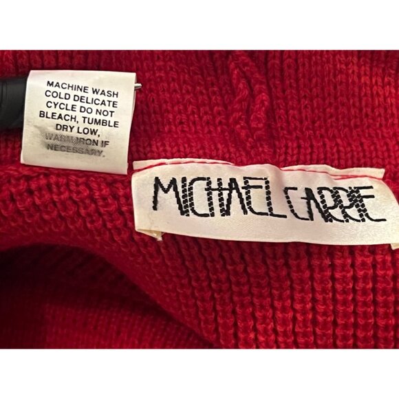 Vintage Red Turtleneck Sweater XL By Michael Carrie Long Sleeve Acrylic - Picture 12 of 15
